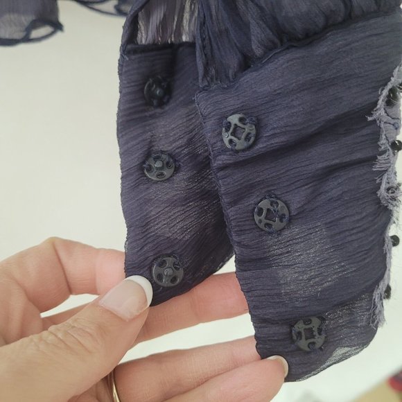 Ebene by Patrick Assuline Shirt Womens S Tossia Silk Embroidered Beaded Blouse - Picture 5 of 15